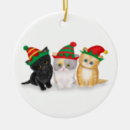 Niedliche Kätzchen personalisierter Weihnachtsbaum Keramik Ornament