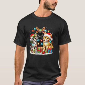 Niedliche Kätzchen Weihnachtskatzenjunges jubeln W T-Shirt