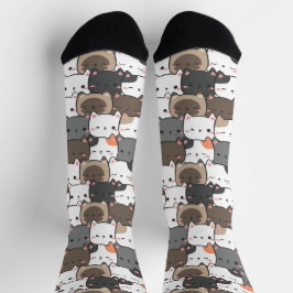 Niedliche Kätzchenfacen farbiges Illustrationsmust Socken