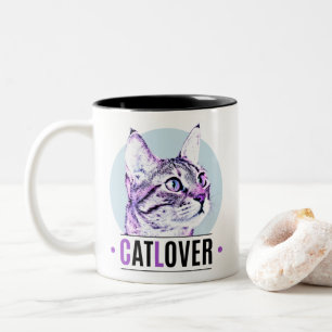 Niedliche Kätzchenoberfläche Pink und Black Cat Lo Zweifarbige Tasse