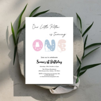 Niedliche Katze 1. Geburtstag Einladung