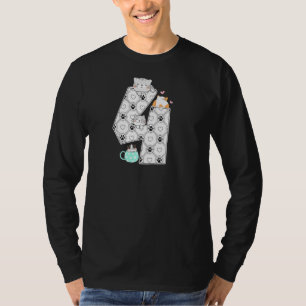 Niedliche Katze 4. Geburtstag Katzen Hausbesitzer T-Shirt