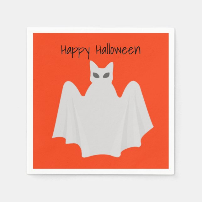 Niedliche Katze als Ghost Halloween Paper Napkin Serviette (Vorderseite)