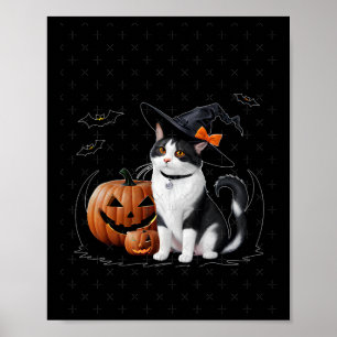 Niedliche Katze am Halloween-Party Aufkleber Poster
