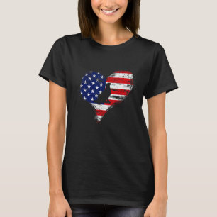 Niedliche Katze Amerikanische Flagge Herz USA Patr T-Shirt