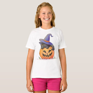 Niedliche Katze an einem KürbisHalloween   Shirt