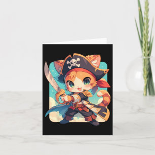 Niedliche Katze as Pirate Kawaii Anime Karte