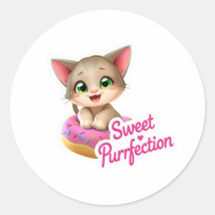 "Niedliche Katze auf einem Donut schweben - 'Sweet Runder Aufkleber
