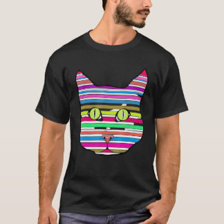 Niedliche Katze auf farbigem Katzenportrait T-Shirt