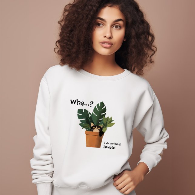 Niedliche Katze auf Planter | Funny Sweatshirt (Von Creator hochgeladen)