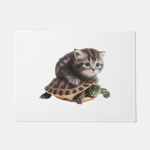 niedliche Katze auf Schildkröte Fußmatte