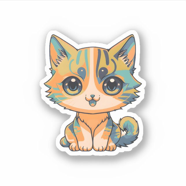 niedliche Katze Aufkleber (Vorderseite)