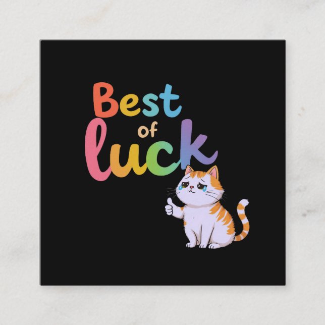 Niedliche Katze Bestes Glück: Spaß und Spaß vertei Quadratische Visitenkarte (Vorderseite)