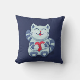 Niedliche Katze Blaue Valentine Kinder Kissen