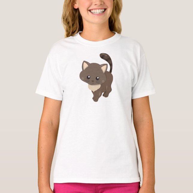 Niedliche Katze, braune Katze, kleine Katze, Kitty T-Shirt (Vorderseite)