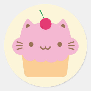 Niedliche Katze Cupcake Runder Aufkleber