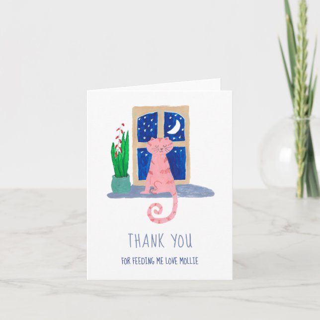 Niedliche Katze Danke, dass du mir Gefüttert hast Dankeskarte (Vorderseite)