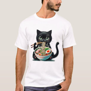 Niedliche Katze, die gerne Ramen isst T-Shirt