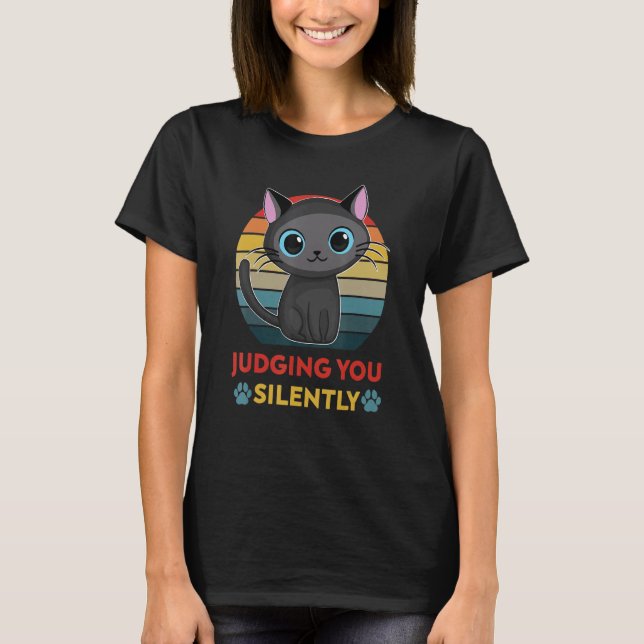Niedliche Katze, die Sie still und leise im Retro- T-Shirt (Vorderseite)