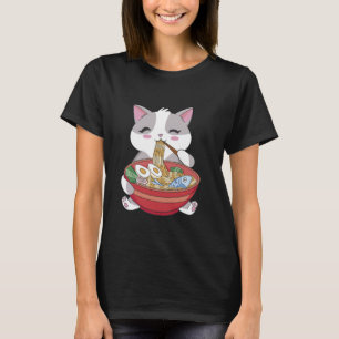 Niedliche Katze Eating Ramen Noodles T-Shirt