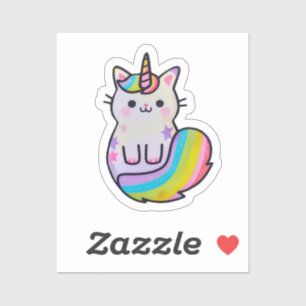 Niedliche Katze Einhorn Regenbogen Aufkleber