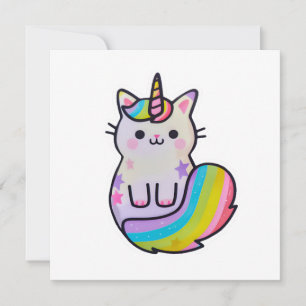 Niedliche Katze Einhorn Regenbogen Einladung