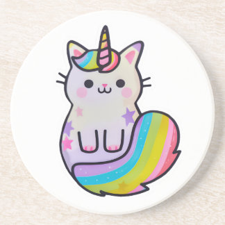 Niedliche Katze Einhorn Regenbogen Getränkeuntersetzer