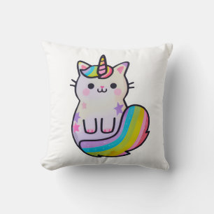 Niedliche Katze Einhorn Regenbogen Kissen