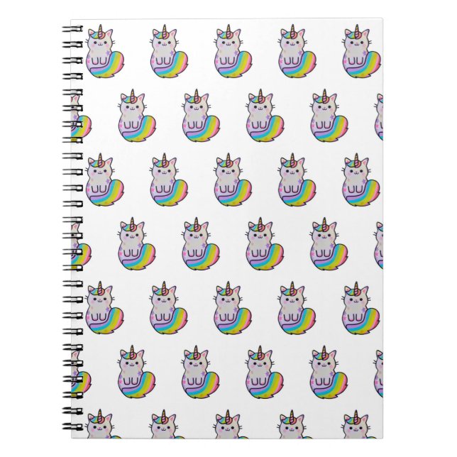 Niedliche Katze Einhorn Regenbogen Notizblock (Vorderseite)