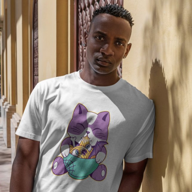 Niedliche Katze Eisst Halloween Ramen T-Shirt (Von Creator hochgeladen)