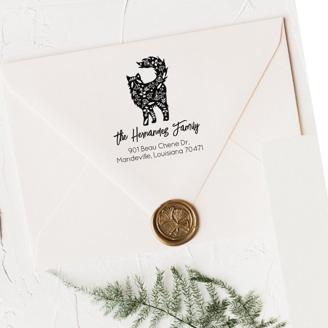 Niedliche Katze, familiäre Rücksendeadresse Gummistempel (Von Creator hochgeladen)