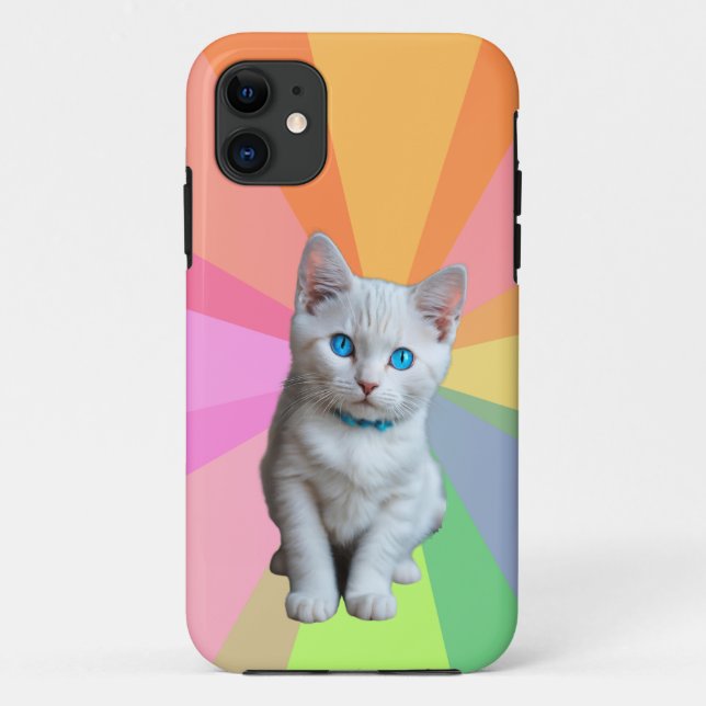 Niedliche Katze, farbiger Regenbogen Case-Mate iPhone Hülle (Rückseite)