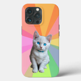 Niedliche Katze, farbiger Regenbogen Case-Mate iPhone Hülle