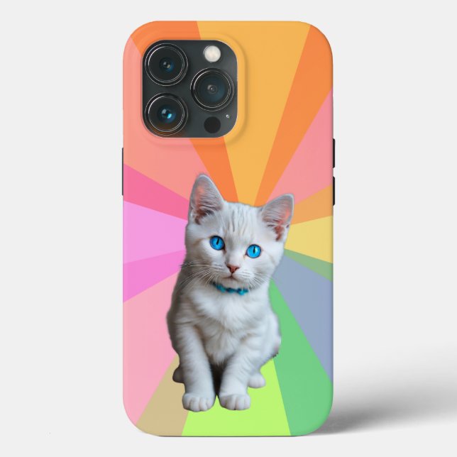 Niedliche Katze, farbiger Regenbogen Case-Mate iPhone Hülle (Rückseite)