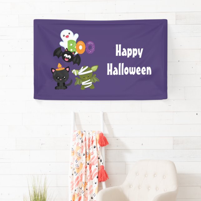 Niedliche Katze, Fledermäuse, Mama und Geist Banner (Insitu)