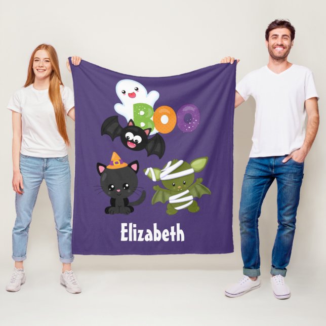 Niedliche Katze, Fledermäuse, Mama und Geist Fleecedecke (Beispiel)