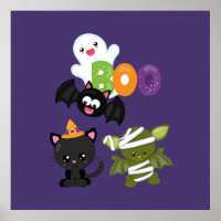 Niedliche Katze, Fledermäuse, Mama und Geist