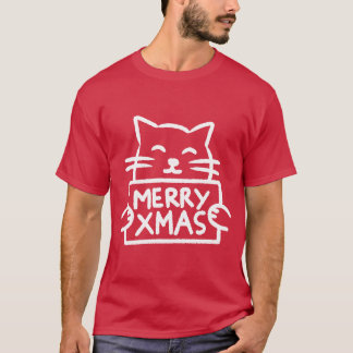 Niedliche Katze Frohe Weihnachten T-Shirt
