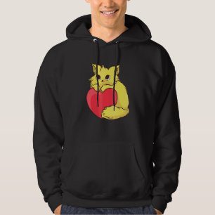 Niedliche Katze für ein farbiges Kittchen mit rote Hoodie
