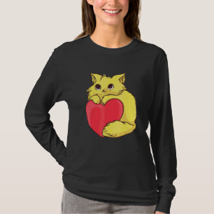 Niedliche Katze für ein farbiges Kittchen mit rote T-Shirt