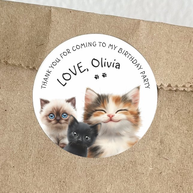 Niedliche Katze Geburtstag Vielen Dank Sticker (Cute Cat Birthday Thank You Sticker)
