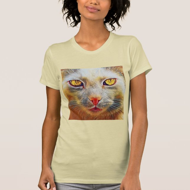 Niedliche Katze Golden Eyes T - Shirt (Vorderseite)