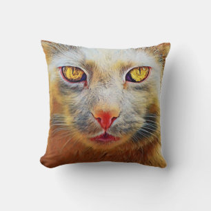 Niedliche Katze Golden Face Throw Kissen