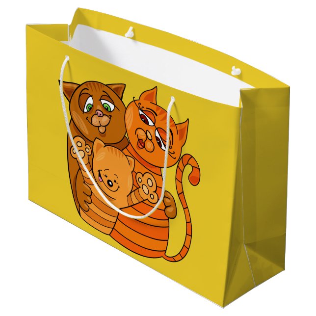 Niedliche Katze Großgeschenktasche Große Geschenktüte (Rückseite Schrägansicht)