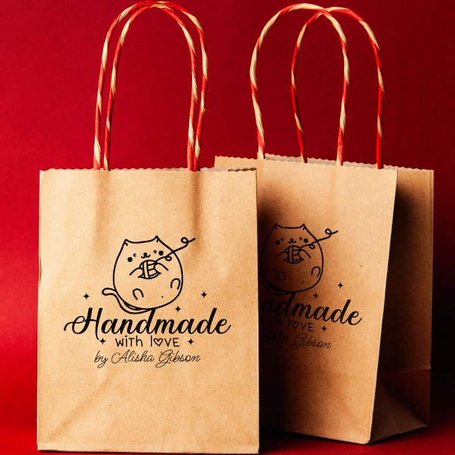 Niedliche Katze Handgefertigt mit Liebe, groß Gummistempel (Von Creator hochgeladen)