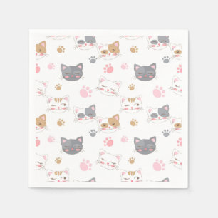 Niedliche Katze hat ein lächelndes Katzen-Muster Serviette