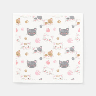 Niedliche Katze hat ein lächelndes Katzen-Muster Serviette