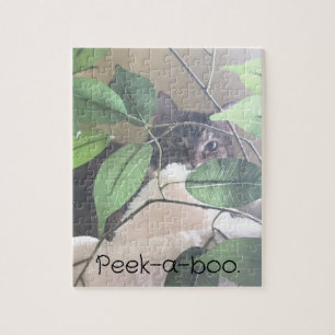Niedliche Katze hinter Blätter, benutzerdefinierte Puzzle