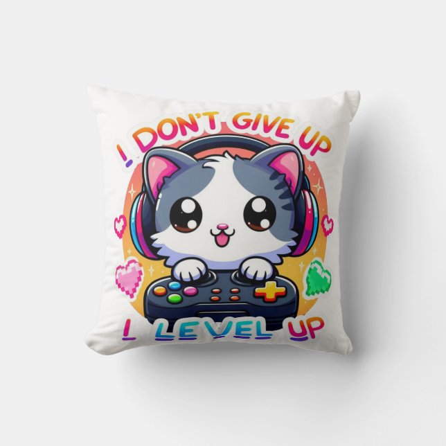 Niedliche Katze: Ich gebe nicht auf, ich steige au Kissen (Vorderseite)