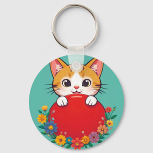 Niedliche Katze-Illustration Schlüsselanhänger